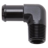 Edelbrock Hose End 90-Deg 1/2In NPT to 1/2In Barb Black Anodize thumbnail 1