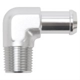 Edelbrock Hose End 90-Deg 1/2In NPT to 5/8In Barb Clear Anodize thumbnail 1