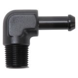 Edelbrock Hose End 90-Deg 3/8In NPT to 3/8In Barb Black Anodize thumbnail 3