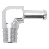 Edelbrock Hose End 90-Deg 3/8In NPT to 3/8In Barb Clear Anodize thumbnail 3