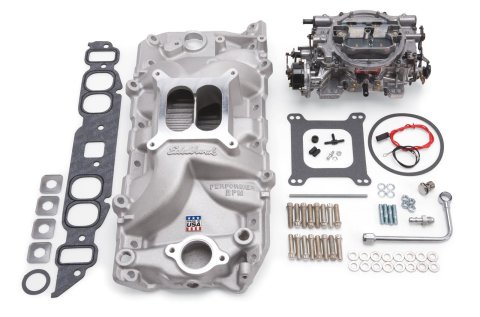 Edelbrock Manifold And Carb Kit Performer RPM Big Block Chevrolet Oval Port Natural Finish thumbnail 1