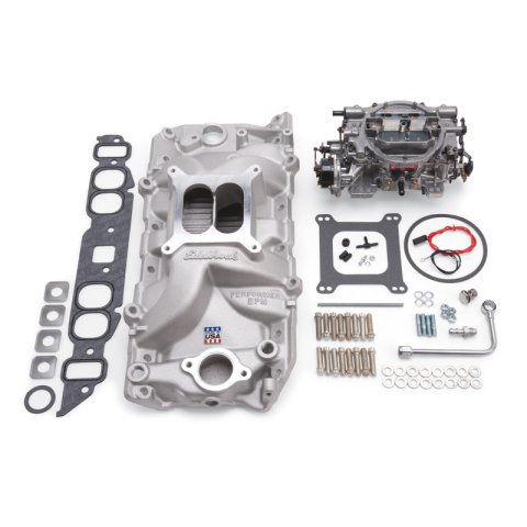 Edelbrock Manifold And Carb Kit Performer RPM Big Block Chevrolet Oval Port Natural Finish thumbnail 2