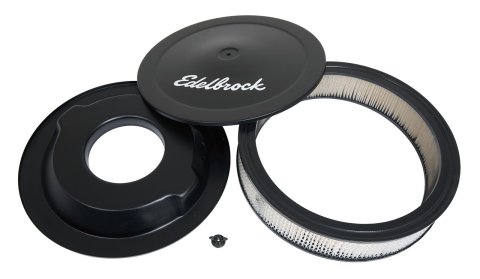 Edelbrock Air Cleaner Pro-Flo Series Round Steel Top Paper Element 14In Dia X 3 75In Dropped Base