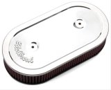 Edelbrock Air Cleaner Pro-Flo Series Oval Steel Top Cloth Element 13 5In X 7In X 3 5In Chrome thumbnail 1