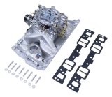 Edelbrock Manifold And Carb Kit Performer RPM Air Gap Small Block Chevrolet Vortec Natural Finish thumbnail 2
