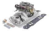 Edelbrock Manifold And Carb Kit Performer Air-Gap Small Block Chevrolet 1957-1986 Natural Finish thumbnail 1