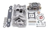 Edelbrock Manifold And Carb Kit Performer Air-Gap Small Block Chevrolet 1957-1986 Natural Finish thumbnail 2