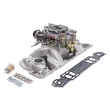 Edelbrock Manifold And Carb Kit Performer Air-Gap Small Block Chevrolet 1957-1986 Natural Finish thumbnail 3