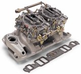 Edelbrock Manifold and Carb Kit Dual Quad RPM Air Gap 390-428 FE Ford thumbnail 1