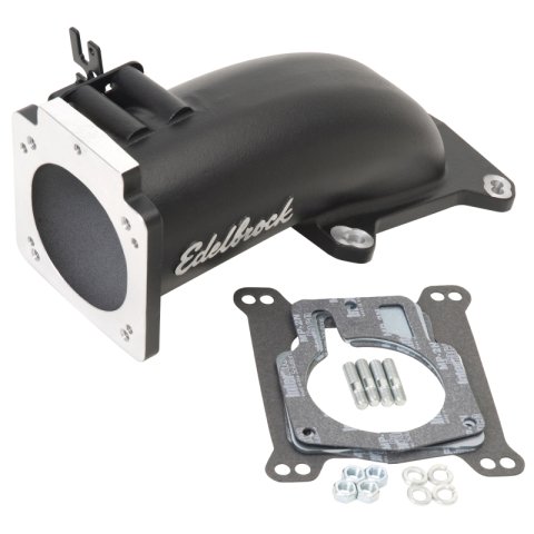Edelbrock Ultra Low Profile Intake Elbow 90mm Throttle Body to Square-Bore Flange Black Finish thumbnail 3