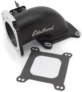 Edelbrock Low Profile Intake Elbow 90mm Throttle Body to Square-Bore Flange Black Finish thumbnail 3