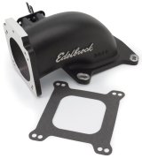 Edelbrock Low Profile Intake Elbow 90mm Throttle Body to Square-Bore Flange Black Finish thumbnail 4