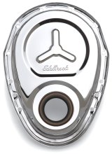 Edelbrock Timing Cover SB-Chevy Chrome w/ Welded Reinforcement Plate thumbnail 5