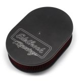 Edelbrock Air Cleaner Victor Series Oval Aluminum Top Cloth Element 11 875In X 8 25In X 3 75In Black thumbnail 1