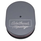 Edelbrock Air Cleaner Victor Series Oval Aluminum Top Cloth Element 11 875In X 8 25In X 3 75In Black thumbnail 3