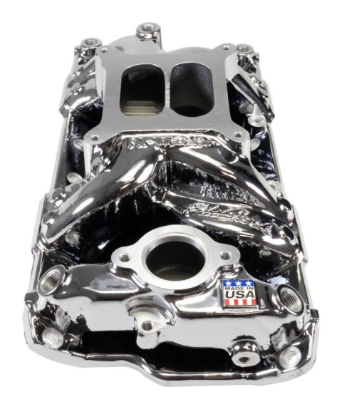 Edelbrock Intake Manifold - Small Block Chevy - RPM Air Gap - Chrome Plasma Coated thumbnail 2