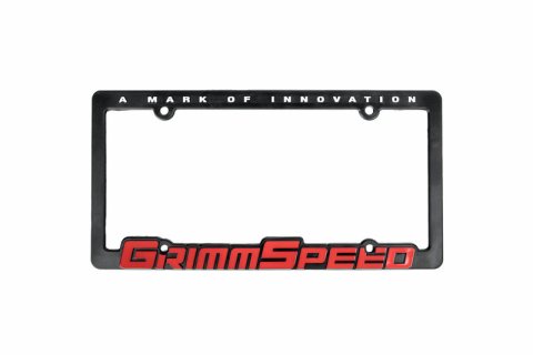 GrimmSpeed License Plate Frame - GrimmSpeed Red Text (Single) thumbnail 1