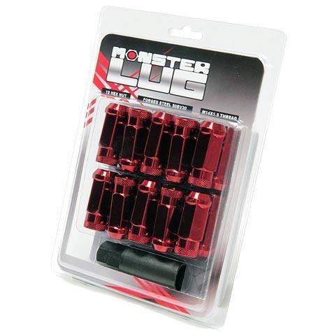Wheel Mate Monster Open End Lug Nut Set of 20 - Red 14x1.50 thumbnail 1