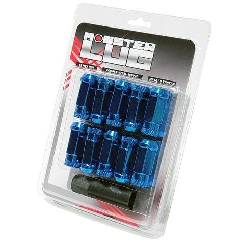 Wheel Mate Monster Open End Lug Nut Set of 20 - Blue 14x1.50 thumbnail 1
