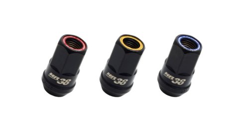Wheel Mate Muteki HR38 Open End Lug Nuts 12x1.50 Black Chrome / Yellow Ring thumbnail 2