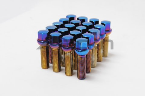 Wheel Mate Mevius Lug Bolt Set of 20 - Chrome Neon 14x1.50 27mm Ball 14mm RAD thumbnail 2