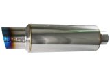 Injen 2 3/8 Universal Muffler w/Titanium burnt rolled Tip and stainless steel resonated inner wall thumbnail 3
