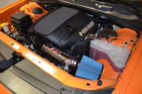 Injen 11-19 Dodge Challenger Hemi 5.7L V8 Wrinkle Black Power-Flow Air Intake System w/Heat Shield thumbnail 3