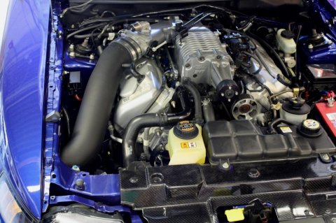 JLT 03-04 Ford Mustang SVT Cobra Black Textured Cold Air Intake Kit w/Red Filter thumbnail 2