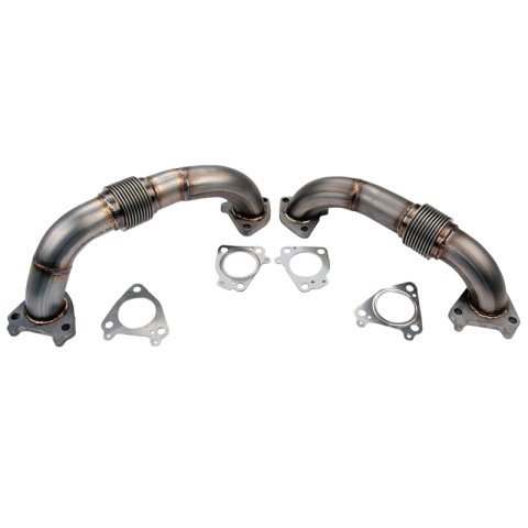 Wehrli 01-04 Chevrolet 6.6L Duramax LB7 2in Stainless Up Pipe Kit w/Gaskets - Twin Turbo thumbnail 1
