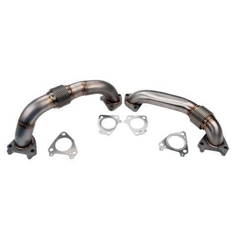 Wehrli 01-04 Chevrolet 6.6L Duramax LB7 2in Stainless Up Pipe Kit w/Gaskets - Single Turbo thumbnail 1