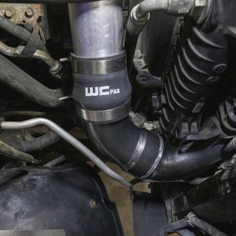 Wehrli 06-10 GM LBZ/LMM Duramax Passenger Side Intercooler Outlet Elbow Kit - Gloss Black thumbnail 3