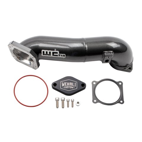 Wehrli 2011-2016 LML Duramax Passenger Side Upper Crossover Intercooler Pipe Kit Gloss Black thumbnail 2