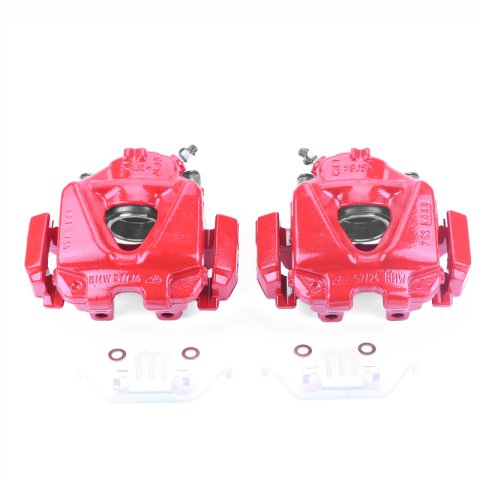 Power Stop 08-13 BMW 328i Front Red Calipers w/Brackets - Pair thumbnail 1