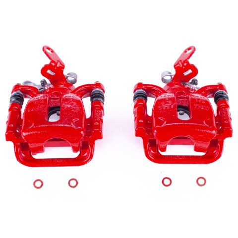 Power Stop 15-18 Volkswagen Golf Rear Red Calipers w/Brackets - Pair thumbnail 1