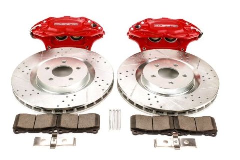 PowerStop Z26 Big Brake Conversion Kits for 2005-2014 MUSTANG - BBK-MUST-001R Kit, Z26, Drilled/Slotted Rotors, 14.00 in. Discs, Zinc Plated, Carbon Fiber Ceramic Pads, 4-Piston Calipers, Red, Front, Ford, Kit thumbnail 2