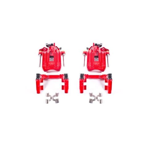 Power Stop 00-06 Audi TT Quattro (w/Non Vented Rotors Only) Rear Red Calipers w/Brackets - Pair thumbnail 2
