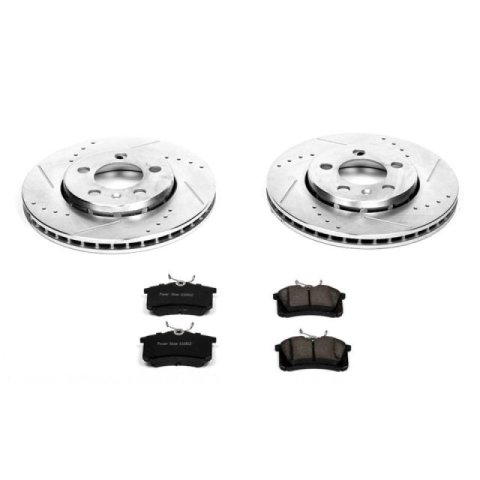 PowerStop Z23 Evolution Sport Brake Upgrade Kits K920 Rotors/Pads, Cross-Drilled/Slotted, Iron, Zinc Dichromate Plated, Rear, Audi, Volkswagen, Kit thumbnail 2