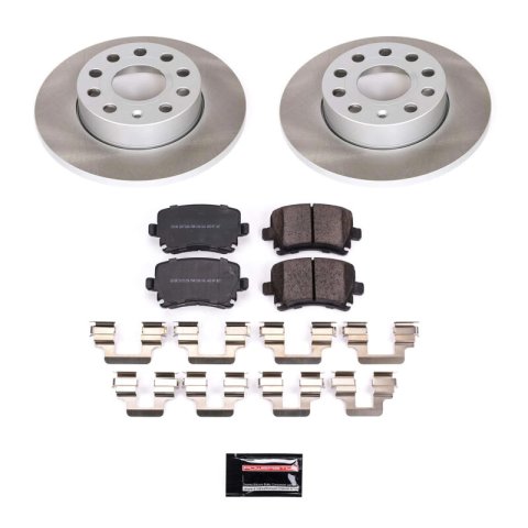 PowerStop Z17 Evolution Plus Semi-Coated Rotor Brake Kits for 2008 A3, 2005-2010 JETTA, 2006-2009 RABBIT - SC4627 and Pad Combo, Semi-Coated, Rear, Solid Surface Rotors, 10.24 in. O.D., Ceramic Pads, Audi, Volkswagen, Kit