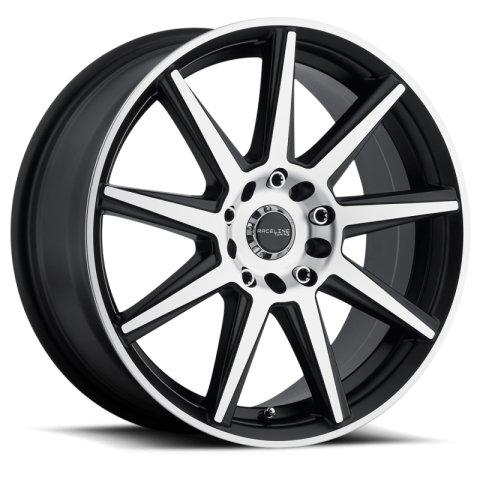Raceline 144M Storm 17x7.5in / 5x100/5x114.3 BP / 40mm Offset / 72.62mm Bore- Black & Machined Wheel