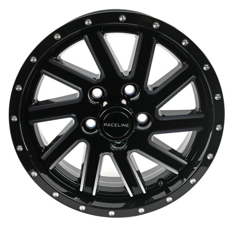 Raceline 820M Twisted 15x5in / 5x114.3 BP / 0mm Offset / 3.19mm Bore - Black & Machined Wheel