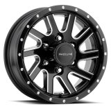 Raceline 820M Twisted 16x6in / 8x165.1 BP / 0mm Offset / 4.90mm Bore - Black & Machined Wheel thumbnail 1