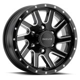 Raceline 820M Twisted 16x6in / 8x165.1 BP / 0mm Offset / 4.90mm Bore - Black & Machined Wheel thumbnail 2