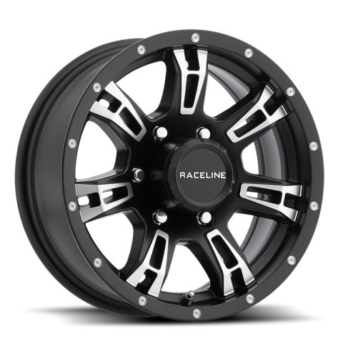 Raceline 840 Arsenal 16x6in / 8x165.1 BP / 0mm Offset / 4.90mm Bore - Black & Machined Wheel