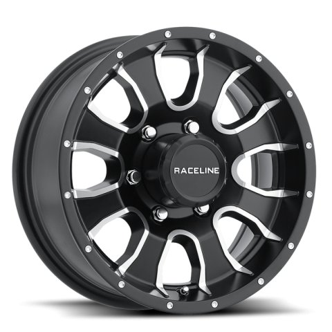 Raceline 860M Mamba 13x4.5in / 5x114.3 BP / -0.125mm Offset / 3.19mm Bore - Black & Machined Wheel thumbnail 2