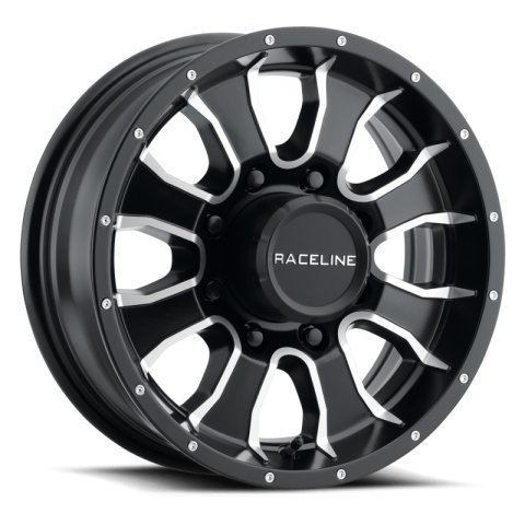 Raceline 860M Mamba 13x4.5in / 5x114.3 BP / -0.125mm Offset / 3.19mm Bore - Black & Machined Wheel thumbnail 5