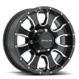 Raceline 860M Mamba 12x4in / 5x114.3 BP / 0mm Offset / 3.19mm Bore - Black & Machined Wheel thumbnail 1