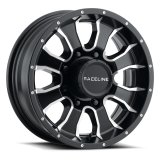 Raceline 860M Mamba 16x6in / 8x165.1 BP / 0mm Offset / 4.90mm Bore - Black & Machined Wheel thumbnail 5
