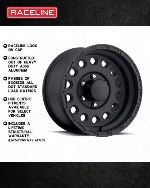 Raceline 887B Rock Crusher 16x8in / 6x139.7 BP / -20mm Offset / 107.95mm Bore - Satin Black Wheel thumbnail 4