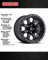 Raceline 929B Avenger 17x9in / 5x139.7 BP / -12mm Offset / 107.95mm Bore - Satin Black Wheel thumbnail 4