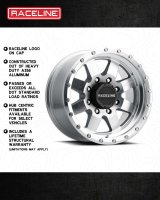 Raceline 935MC Defender 17x9in / 8x165.1 BP / -12mm Offset / 130.81mm Bore - Machined Wheel thumbnail 4